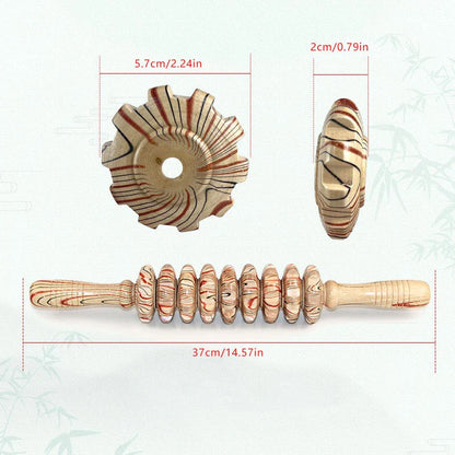 Natural Curved Wooden Massage Roller for Waist and Back, Multi-Functional Body Roller for Cellulite Reduction & Muscle Tension