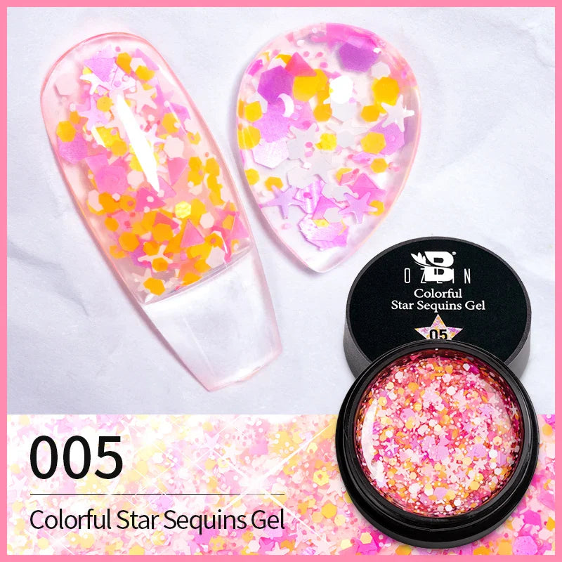BOZLIN 5ml Sparkling Chameleon Mica Shell Gel Polish Colorful Sequins Manicure Semi Permanent Soak Off Nail Art Gel Varnish