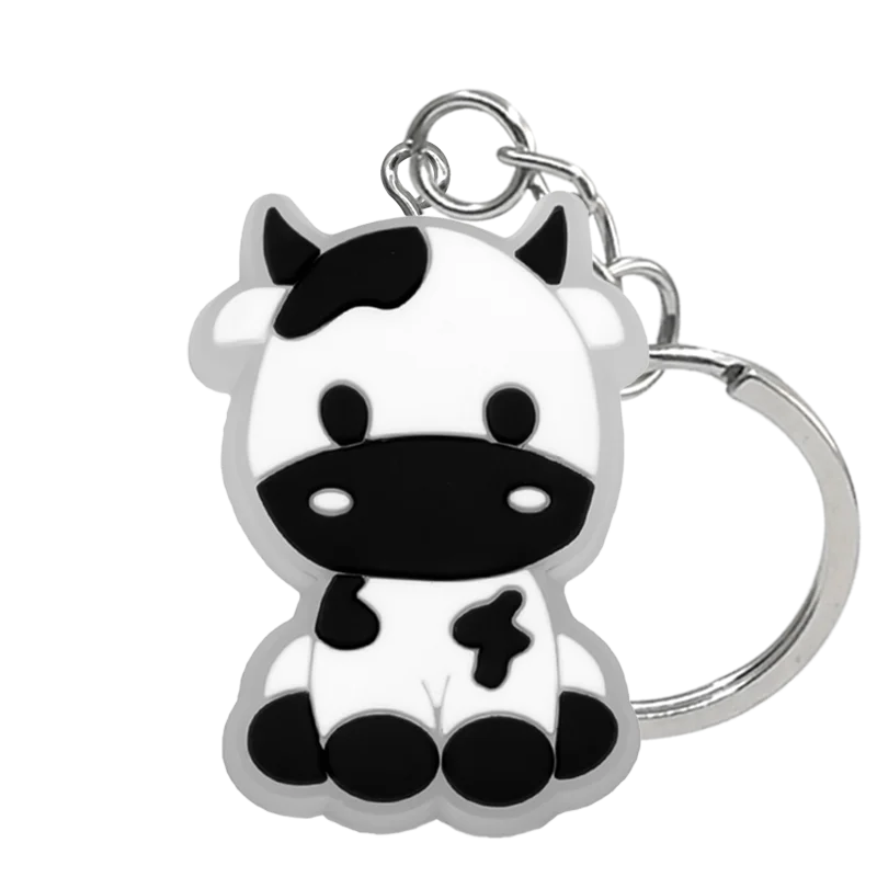 1PCS LED Keychains New Arrival Cute Unicorn Joystick Pig Flower Cat Cow Luminous Keyring Accessories for Car Women Men Key Gifts