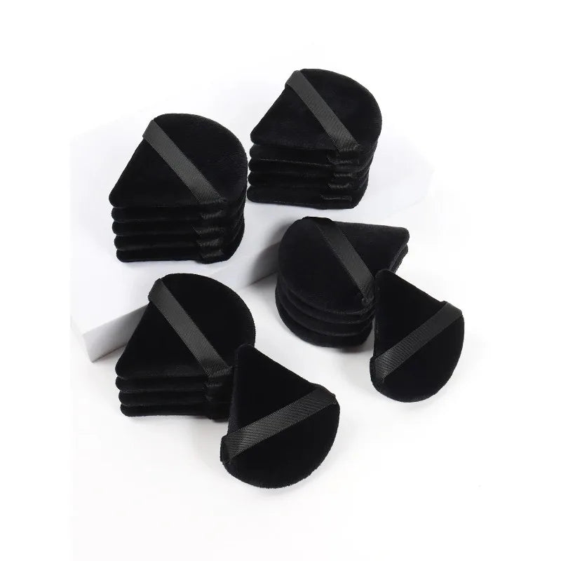 3-in-1 Black Velvet Powder Puff-Triangle Makeup Sponge for Liquid/Cream/Powder Blending,Non-Latex Soft Blender with Portable
