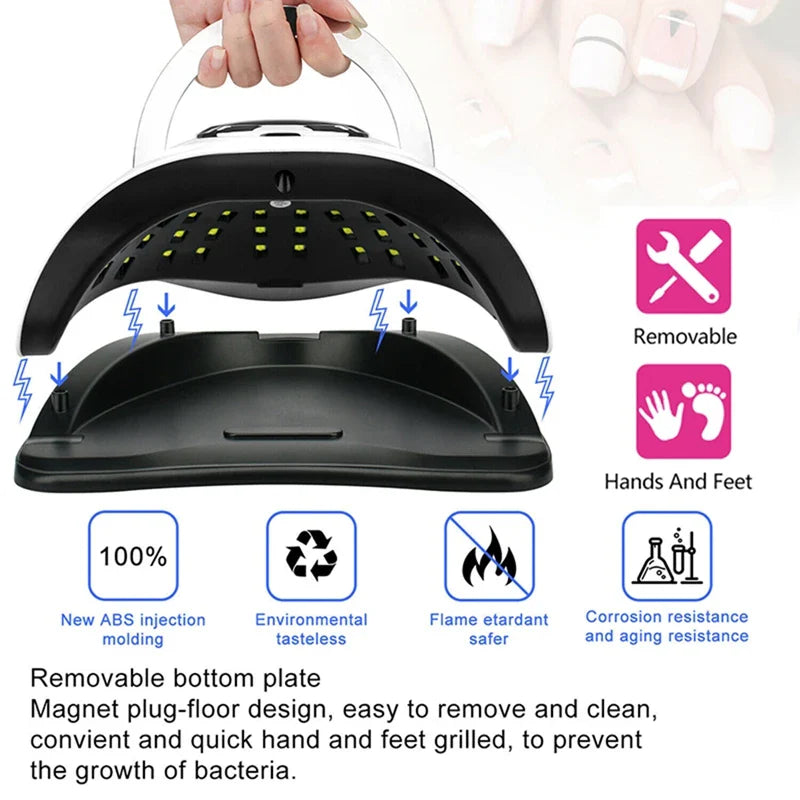 LED Nail Lamp For Manicure 280W Nail Dryer Machine UV Drying Lamp For Curing UV Gel Nail Polish With Motion Sensing LCD Display