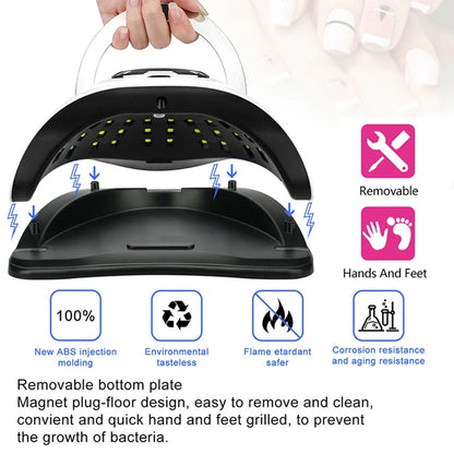 LED Nail Lamp For Manicure 280W Nail Dryer Machine UV Drying Lamp For Curing UV Gel Nail Polish With Motion Sensing LCD Display
