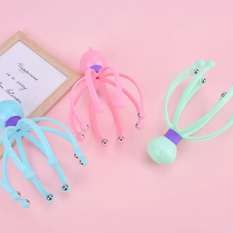 1pcs Random Color Head Massager Octopus Scalp Neck Stress Release Relief Head Care Tool
