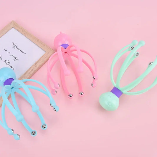 1pcs Random Color Head Massager Octopus Scalp Neck Stress Release Relief Head Care Tool