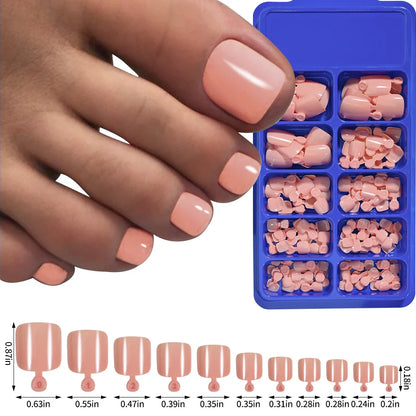 100pcs Fake Toenail Natural White Press On Toe Foot Full Cover Square Nails Art Tips Artificial Acrylic False Nail Manicure Tool