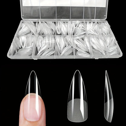 600Pcs False Nail Tips Semi-Matte Finish Almond French Coffin Stiletto Oval Square Shapes with Front Edge Thickened Fingertips