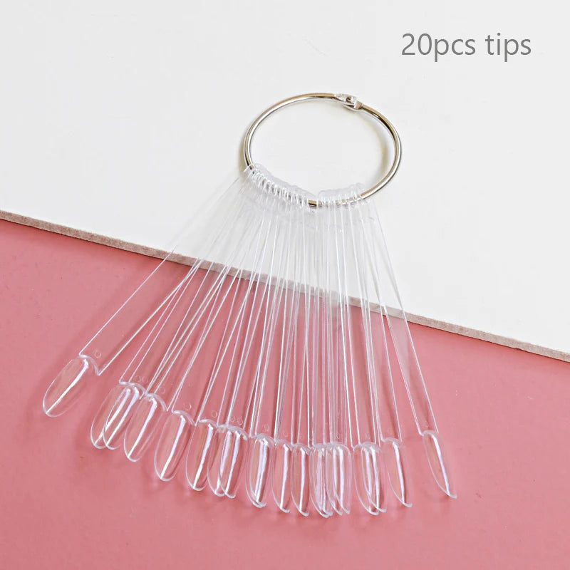 Nail Display Sticks Nail Swatch False Nail Tips Nail Gel Polish Practice Clear Natural Colors Display Board for Nail Art Tools