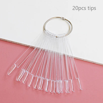 Nail Display Sticks Nail Swatch False Nail Tips Nail Gel Polish Practice Clear Natural Colors Display Board for Nail Art Tools