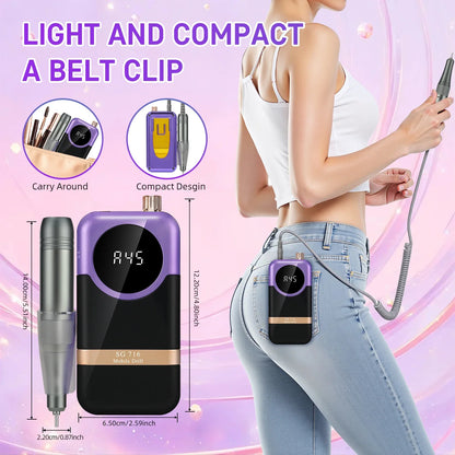DianaBeauty 45000RPM Rechargeable Nail Drill Machine Desktop Polishing Machine Electric Nail File 1800mAh Battery Nail Tools