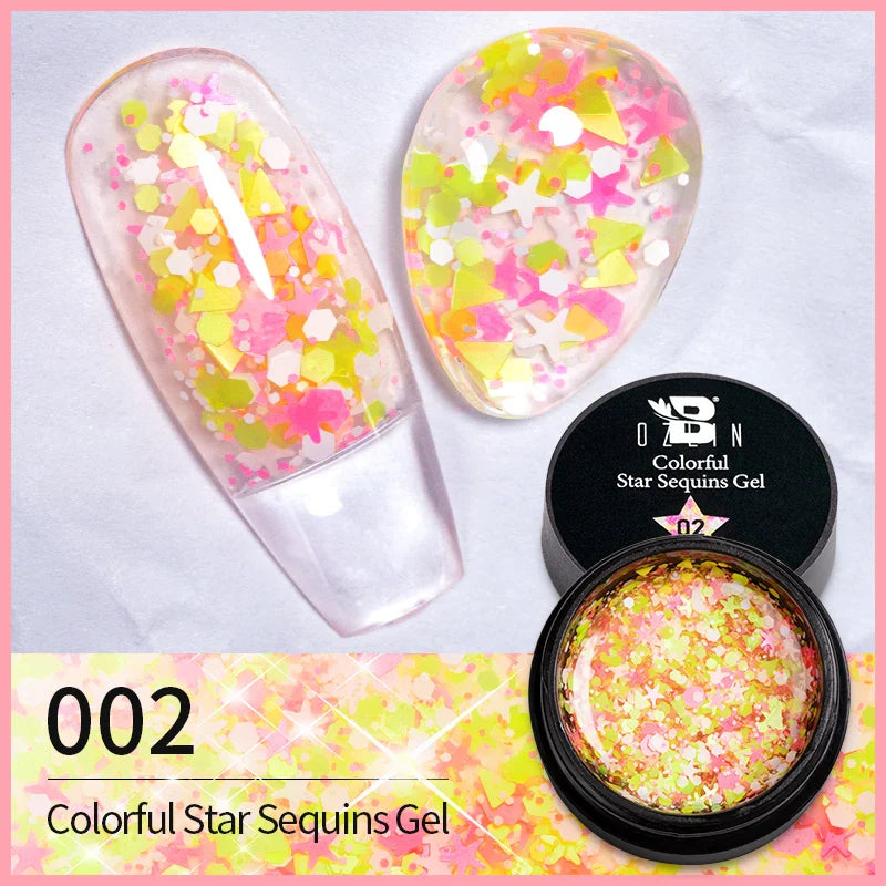 BOZLIN 5ml Sparkling Chameleon Mica Shell Gel Polish Colorful Sequins Manicure Semi Permanent Soak Off Nail Art Gel Varnish