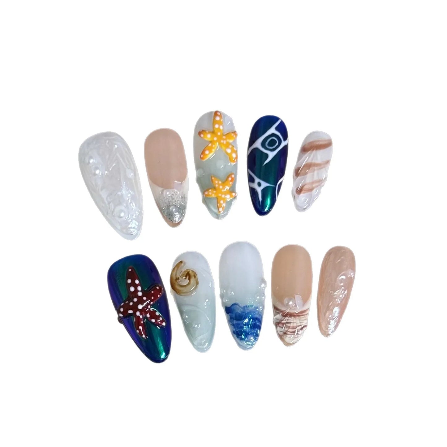 10pcs Handmade y2K Press on Nails Sweet Cool Crocodile pattern Almond Fake Nail Tips Wearable Ins Blush Spice Girls False Nails
