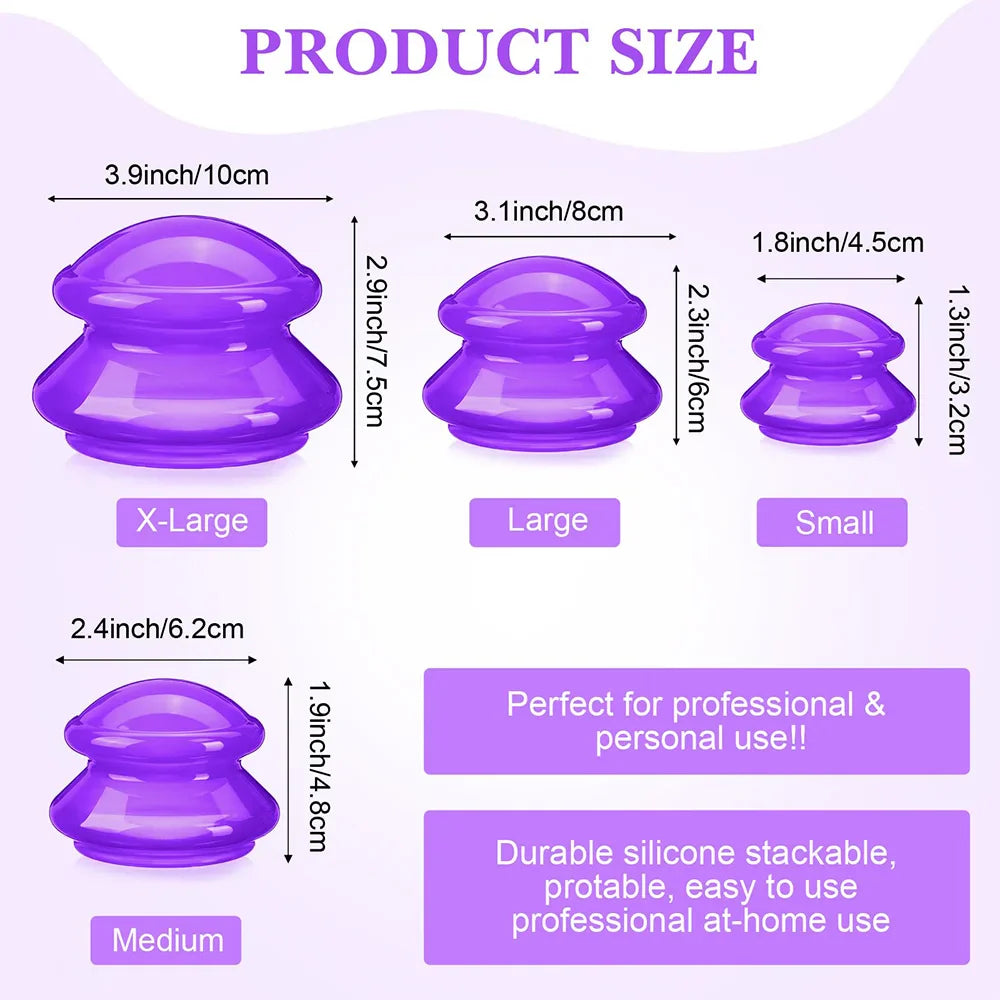 4Pcs Silicone Cupping Set Suction cups Vacuum Suction Jars Therapy Slimming Body Face Massage Cupping Anti Cellulite Weight Loss