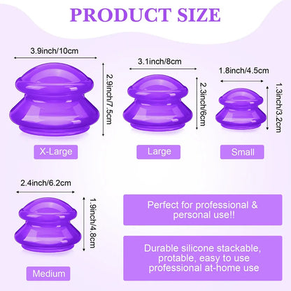 4Pcs Silicone Cupping Set Suction cups Vacuum Suction Jars Therapy Slimming Body Face Massage Cupping Anti Cellulite Weight Loss