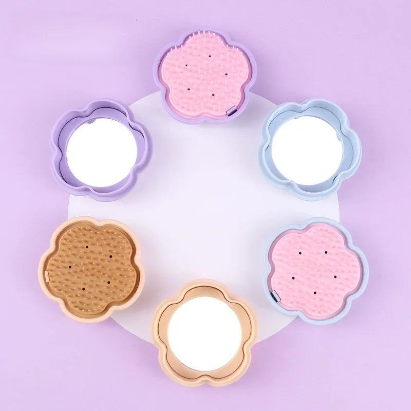 Multicolor Flower-Shaped Scalp Massager Brush with Lid - Soft Silicone Bristles Hair Washing Comb for Scalp Massage & Hair Care