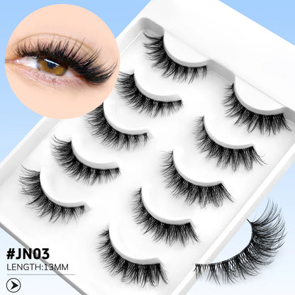 LASVIREY Cat Eye Lashes Natural Fluffy False Eyelashes Soft Wispy Natural Long Faux Mink Lashes Clear Band Lashes Extension