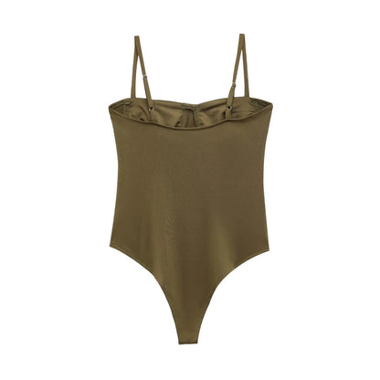 Zevity 2025 Women Sexy Spaghetti Strap Inner Style Beach Wear Bodysuits Ladies Soft Slim Swimsuit Playsuits Mujer Rompers LS9043