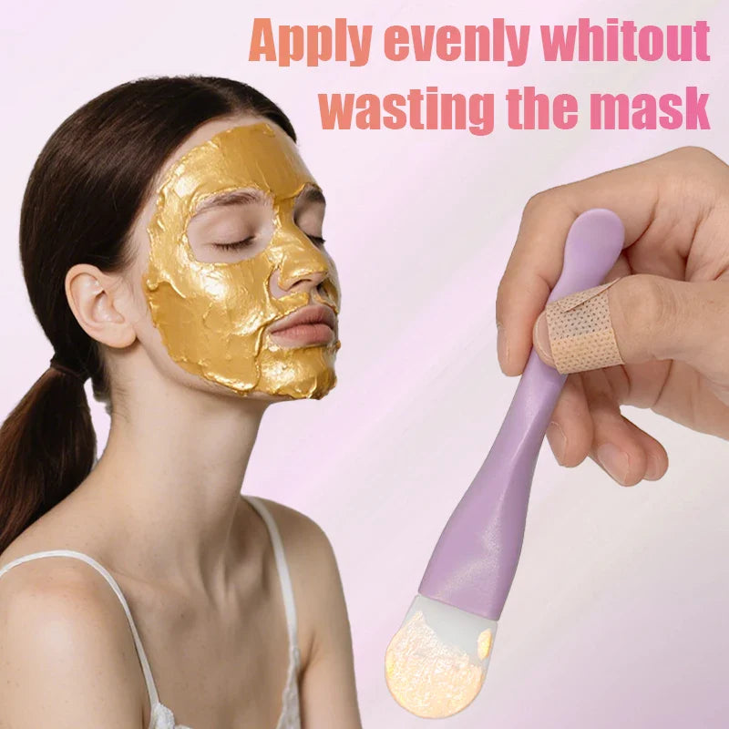 Silicone Facial Mask Brush Soft Head with Scraper Integrated Dual-use Mud Film Brush DIY Film Adjusting Beauty Skin Care Tool