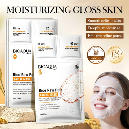 1/5/10/20/30pcs Rice Raw Pulp Collagen Facial Masks Cleanser Serum Moisturizing Firm Hydrating Face Mask Korean Beauty Skin Care