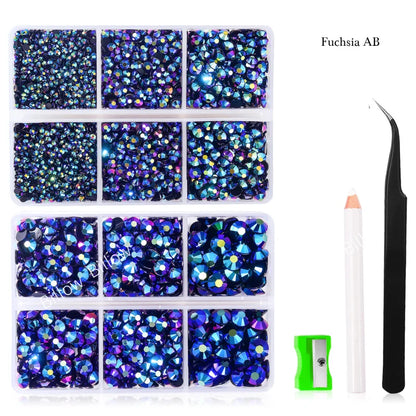 Mix Size Glitter Resin Non Hotfix Rhinestones Box стразы DIY Nails Crystals Strass Diamond for Nail Art vestidos 원피스 elbise Dres
