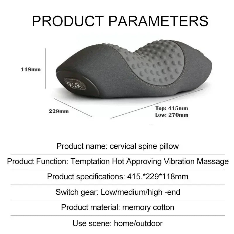 Electric Massager Cervical Pillow Hot Compress Vibration Massage Neck Traction Relax Sleeping Memory Foam Pillow Spine Support