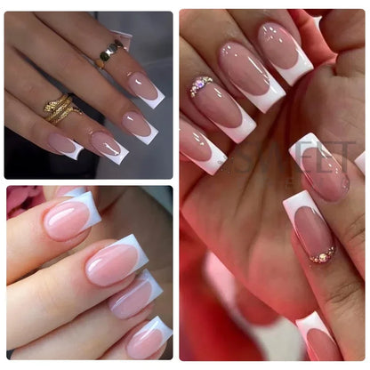 150/160pcs Short Square Fake False Nails Tips Soft Gel Press On Nail Artificial French y2k Nail Supplies for Women Manicure Tool