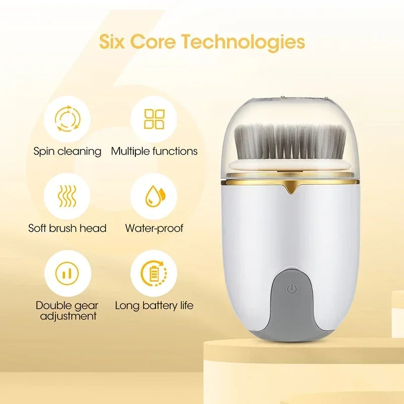 3 in 1 Waterproof Facial Cleansing Brush Device Silicone Deep Cleansing Face Scrubber Exfoliator Cleaner Vibration Massager