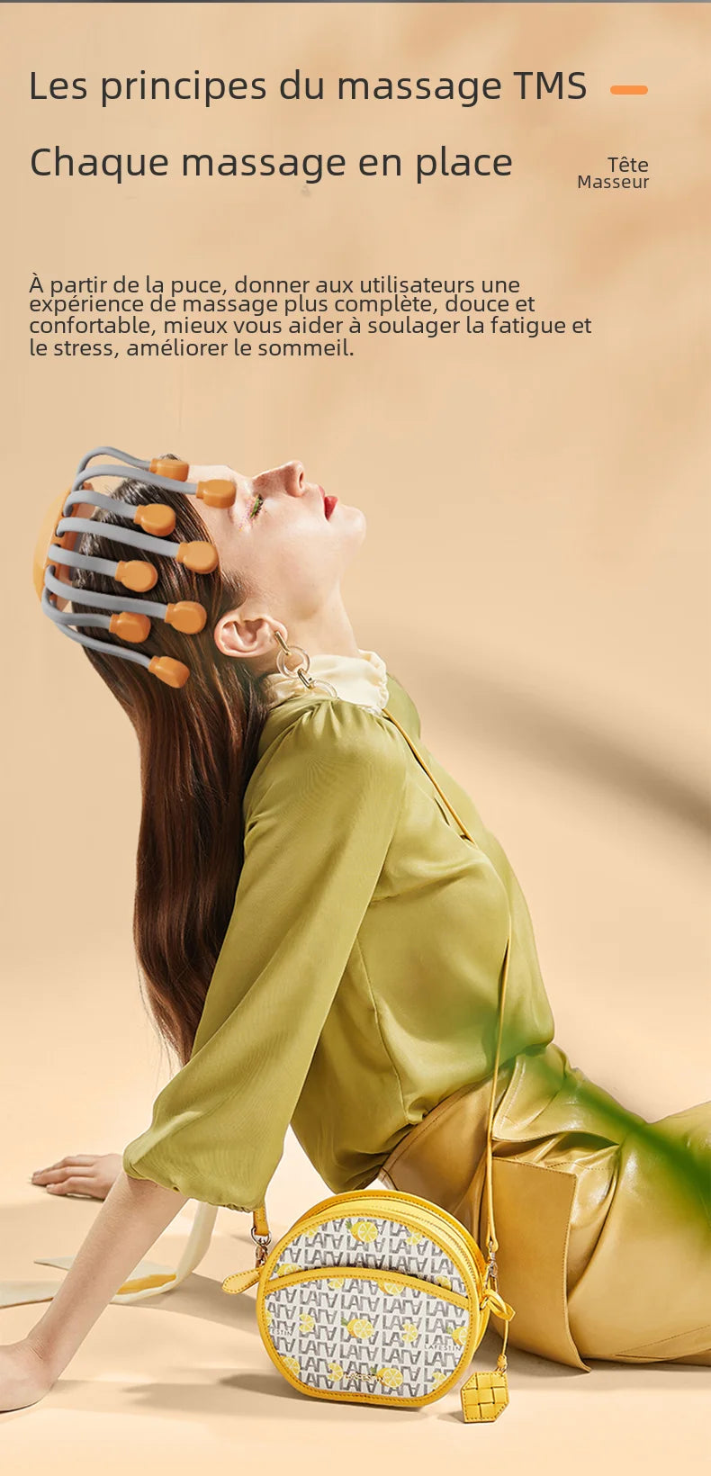 20Massage Heads Orange Scalp Head Massager Red Light Vibrator Octopus Scratcher For Relaxation Stress Migraine