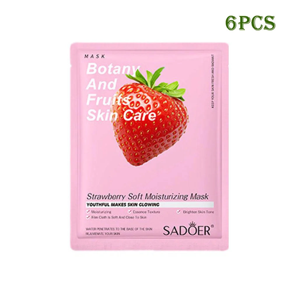 6pcs Natural Plant Face Mask Beauty Skincare Facial Masks Moisturizing Firming Hydrating Sheet Mask Skin Care Korean Cosmetics