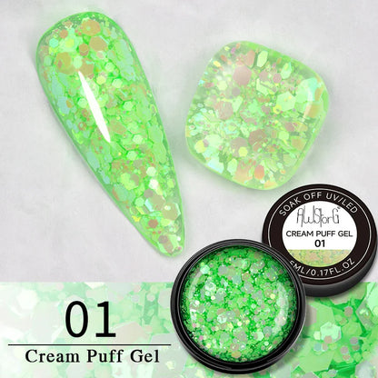 BOZLIN 5ml Sparkling Chameleon Mica Shell Gel Polish Colorful Sequins Manicure Semi Permanent Soak Off Nail Art Gel Varnish