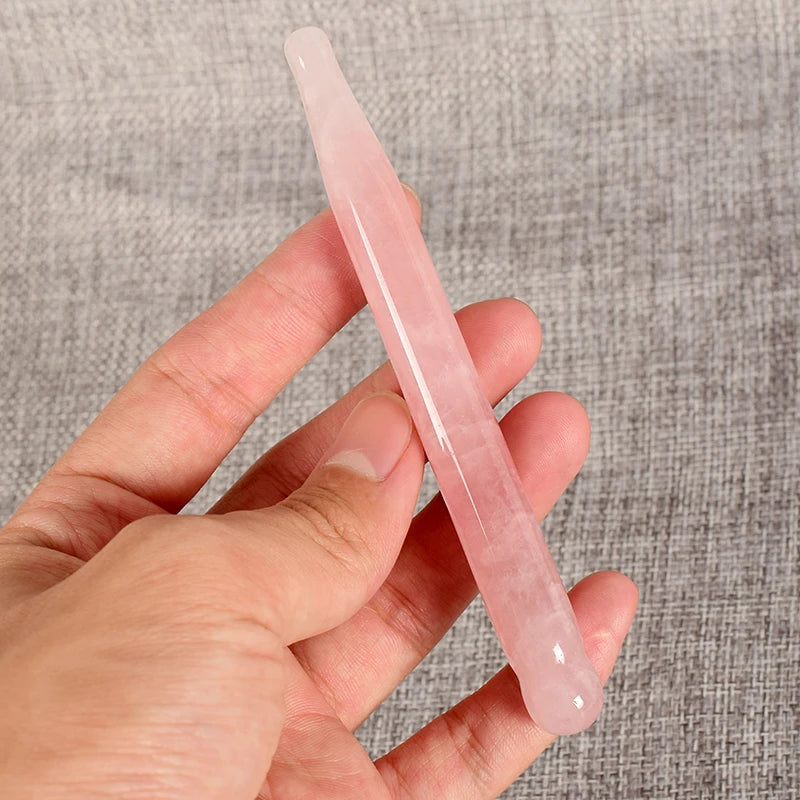 2Pcs Massage Eye Sticker Natural Rose Quartz Face Body Crystal Mineral Stone Massager Health Skin Care Gua Sha Tool Lifting Wand