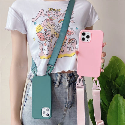 Crossbody Neck Strap Soft Silicone Phone Case For Samsung Galaxy S22 Ultra S21 S20 Plus FE Note 20 10 S10 S9 8 Cord Rope Cover