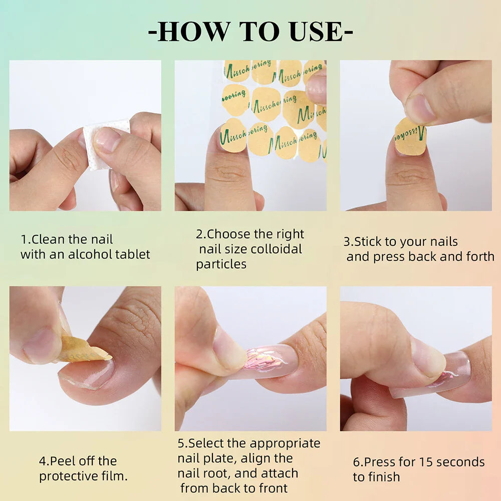 10Sheets/240Pcs  Double Side Adhesive Tape Glue Sticker For Fake Nails Super Sticky Waterproof Breathable Transparent Jelly Glue