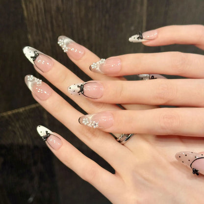 10pcs Purple Cat's Eye Handmade Fake Nails Tips Glitter Mid-length Oval Press on Nails Art Bow Rhinestone Design False Nail Sets