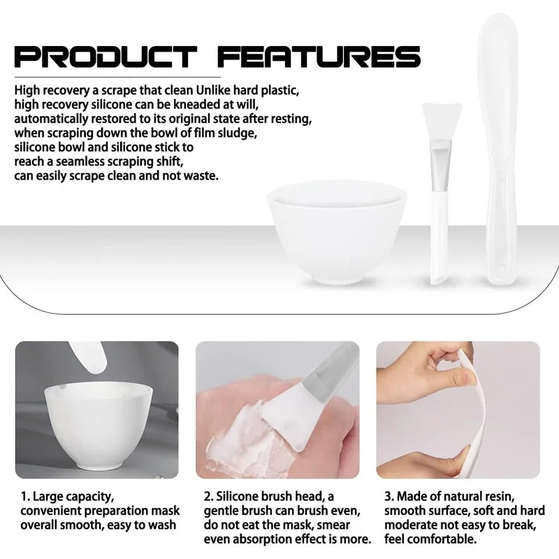 Facial Brush Mask Bowl Spoon Set Mask Brushes DIY Beauty Tools Cream Mud Film Adjusting Mixing Tool Skin Care Makeup Supplies