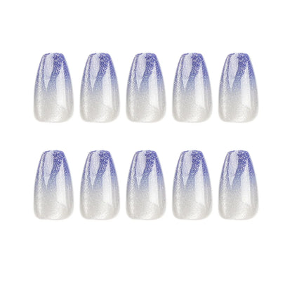 24pcs/set cat eyes fake nails for women girls red brown green blue grey sparkling short tips faux ongles press on false nail