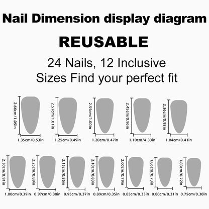 24pcs/box Long Almond Green Cat's Eye False Nails Glitter Aurora Artificial Fake Nails Press On Round Nail Tips Fashion Nail Art