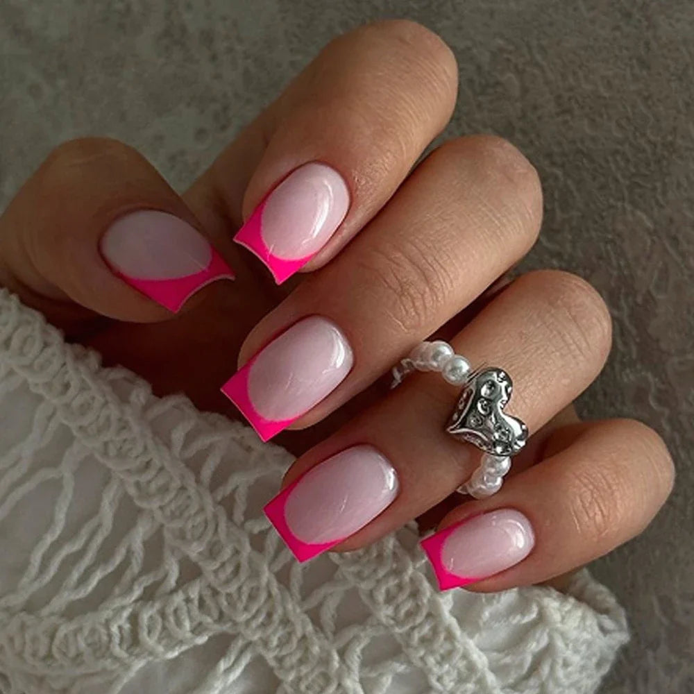 Yellow French Fashion Wearable Nail Art Summer Simple Short Almond Fake Nails Detachable Finished False Nails Press on Nails