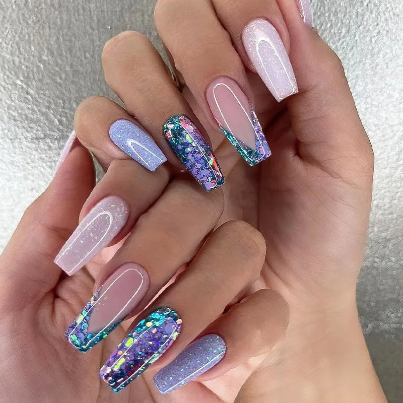 24pcs Press on Nails Flower Design Mid-length Ballet False Nail Fashion Brown Full Cover Manicure Tips Datachable Fake Nails Set