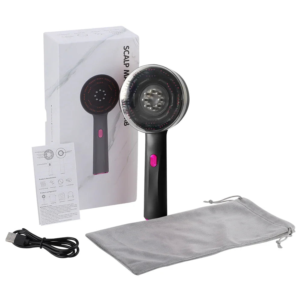 3 Modes Electric Vibration Massage Comb Red Light Hair Growth Massage Scalp Brush Oil Liquid Applicator Head Massager Anti Loss
