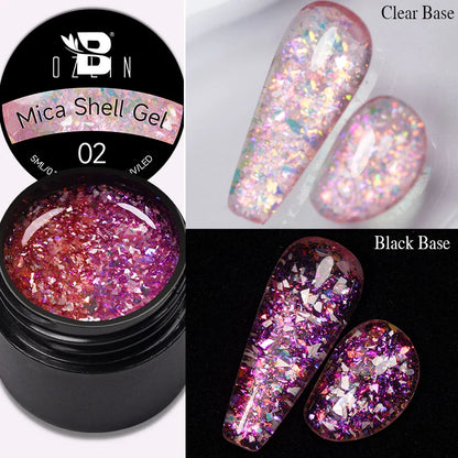 BOZLIN 5ml Sparkling Chameleon Mica Shell Gel Polish Colorful Sequins Manicure Semi Permanent Soak Off Nail Art Gel Varnish