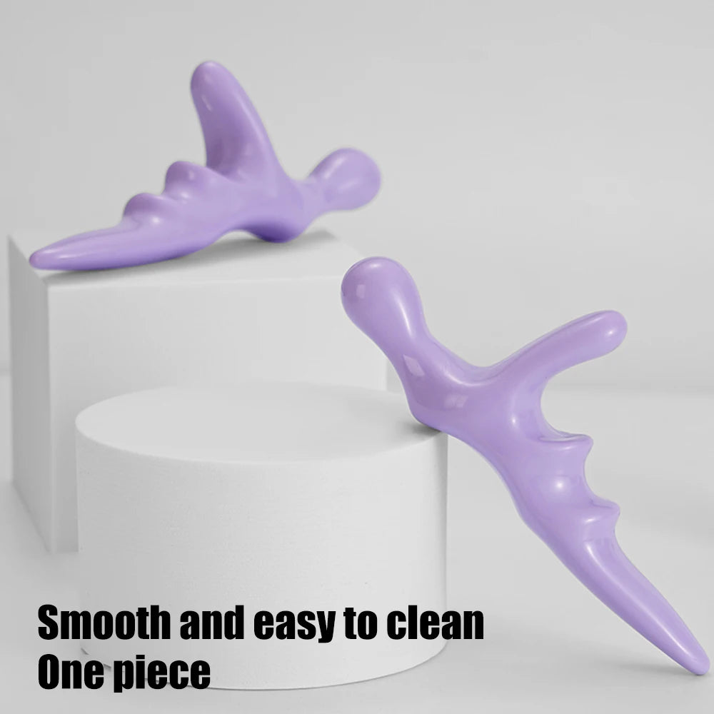 Purple T-Acupressure Massager Thumb Finger Press Trigger Point Relief Fatigue Full Body Deep Hand Held Reflexology Tool Relaxed