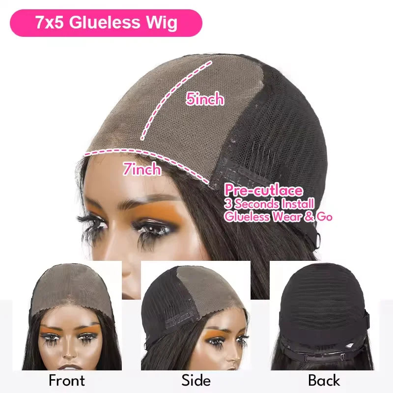 Straight Pre Cut Glueless Wig 100% Human Hair Ready To Wear And Go Pre Plucked HD Lace Wigs Real Human Hair For Women Brazilian