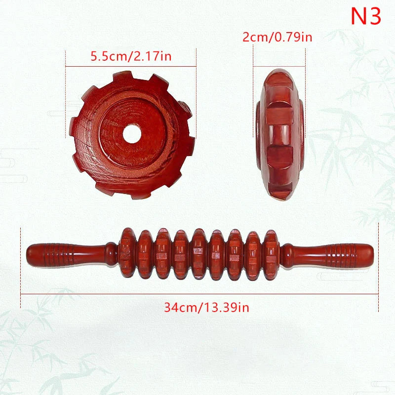 Natural Curved Wooden Massage Roller for Waist and Back, Multi-Functional Body Roller for Cellulite Reduction & Muscle Tension