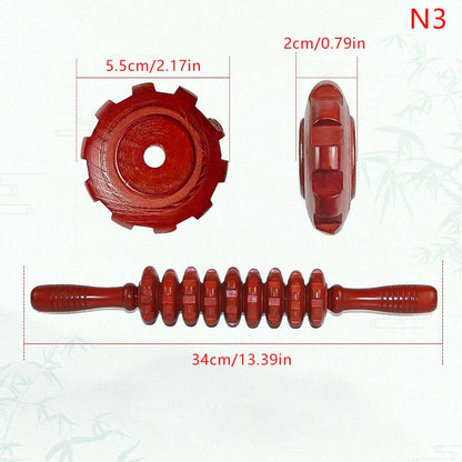 Natural Curved Wooden Massage Roller for Waist and Back, Multi-Functional Body Roller for Cellulite Reduction & Muscle Tension