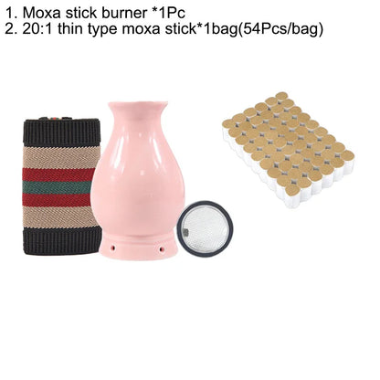 Ceramic Wormwood Stick Burner Face Lift Device Beauty Moxibustion Face Skin Facial Massager Moxa Therapy Heating Wrinkle Removal