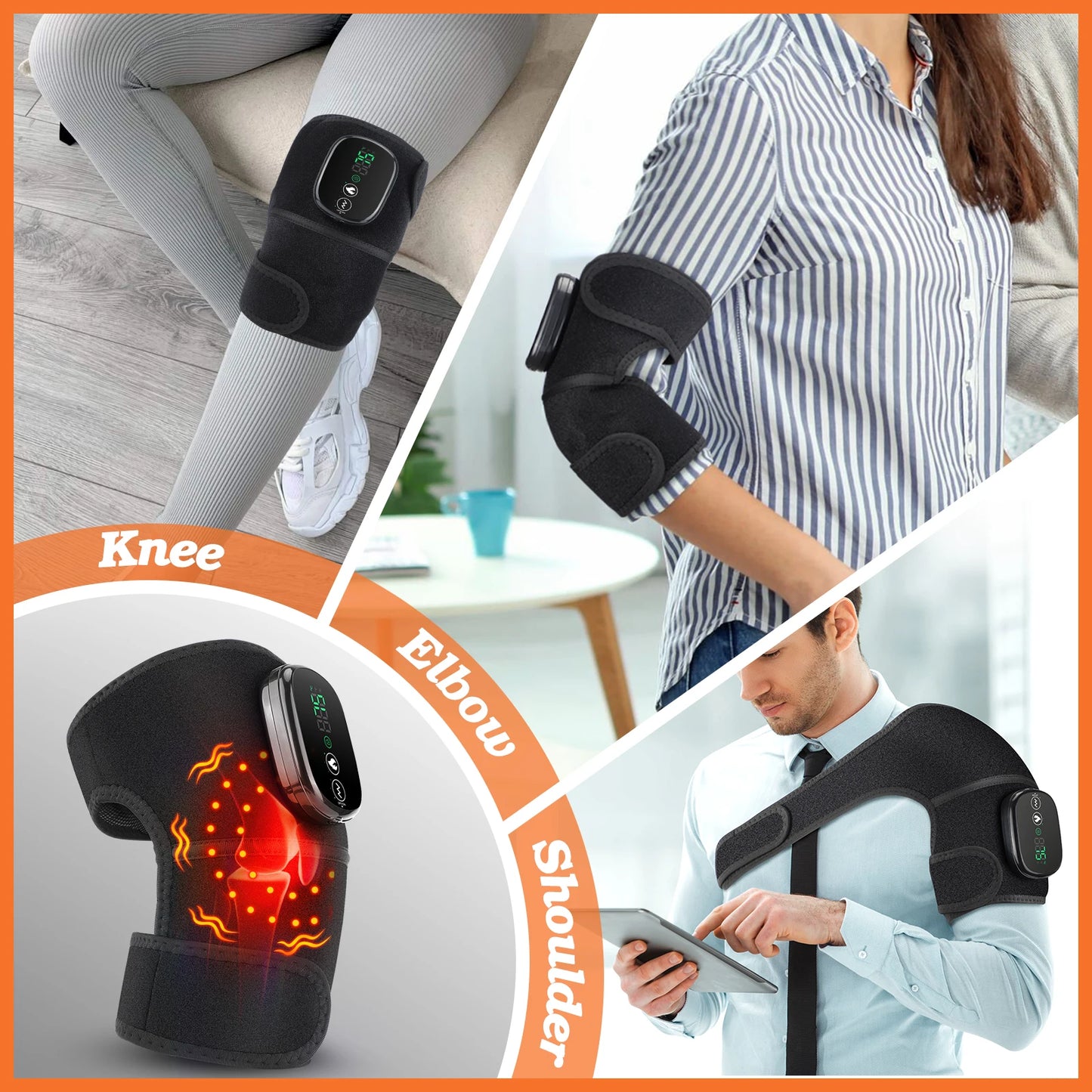Heating Vibration Elbow Shoulder Knee Massager and Knee Pad Red Light Hot Compress Vibration Massage Fatigue Pain Relieving