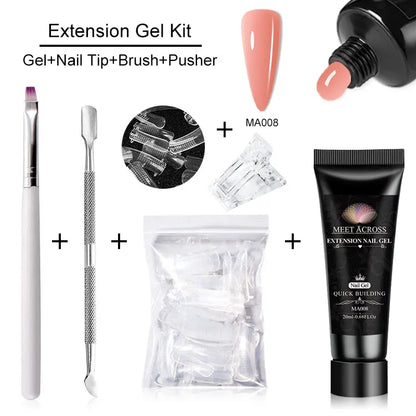 MEET ACROSS 5PCS/SET Extension Gel For Nails Finger Extension Gel Manicure Slip Solution Acrylic Nail Art Varnish DIY Tool