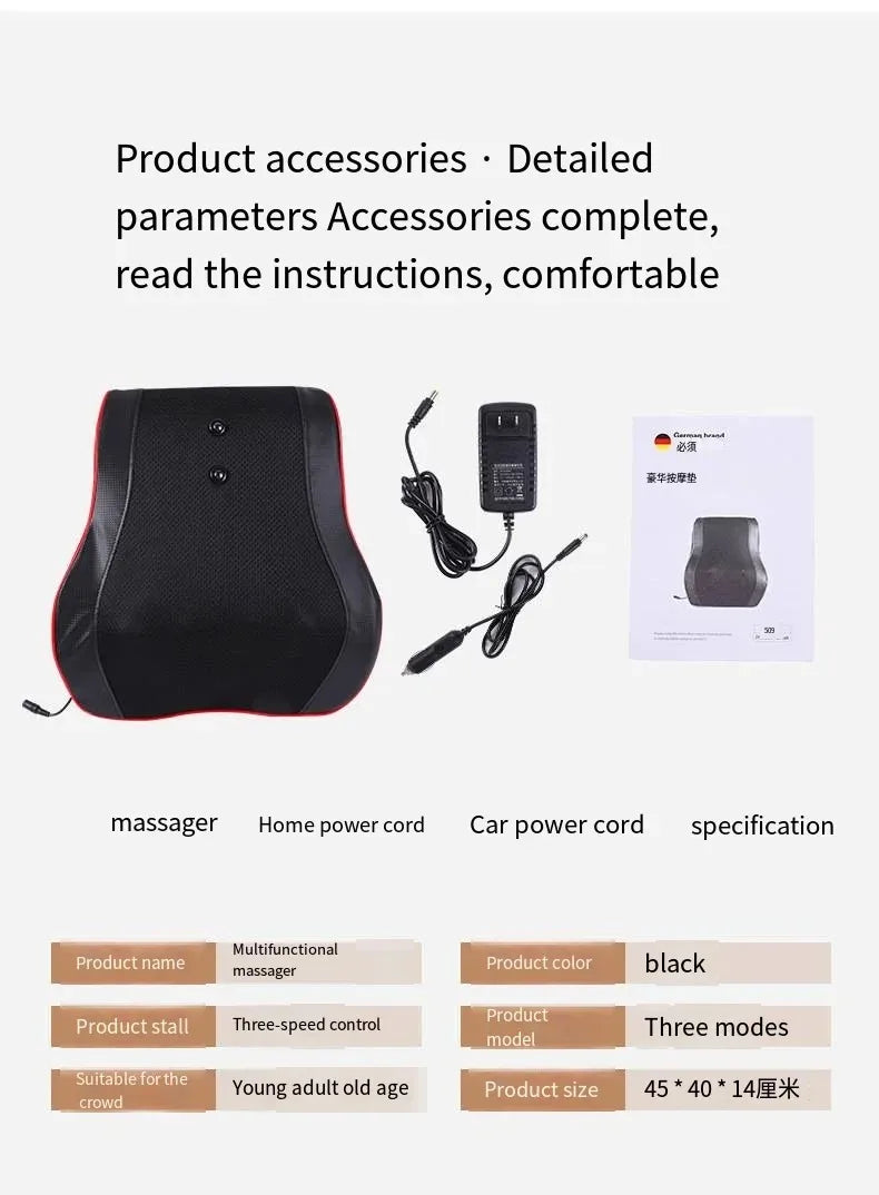 Multifunction Massage Pillow Neck Shoulder Back Electric Healthy Home Car Shiatsu Massager