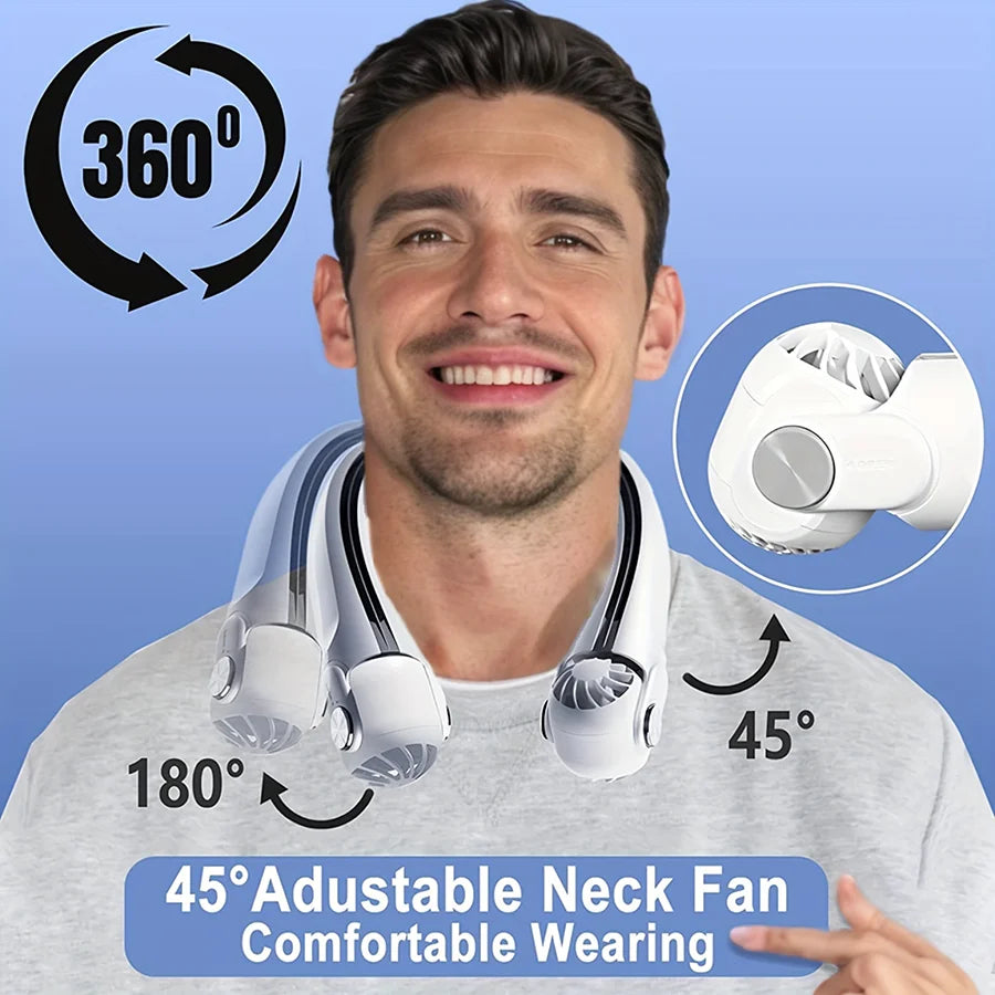New Portable Neck Fan Mini Air Conditioner Rechargeable Bladeless Neck Fan With 45° Adjustable Wind Directions for Outdoor