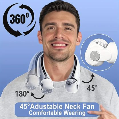 New Portable Neck Fan Mini Air Conditioner Rechargeable Bladeless Neck Fan With 45° Adjustable Wind Directions for Outdoor